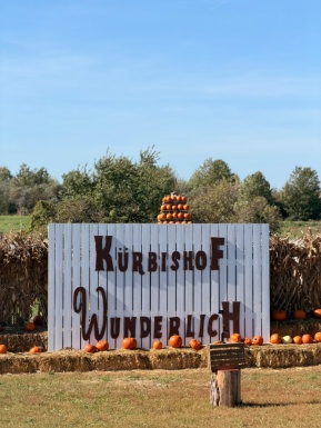 Gro&szlig;es Schild mit der Aufschrift K&uuml;rbishof Wunderlich